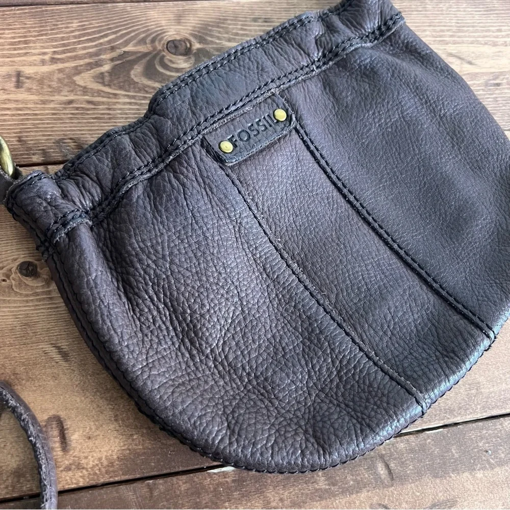 Fossil Small Brown Leather Crossbody Embellished Studded Purse Boho Festival Bag - Picture 5 of 15